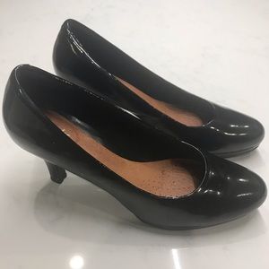 Clarks Artisan High Heels Black Patent Leather